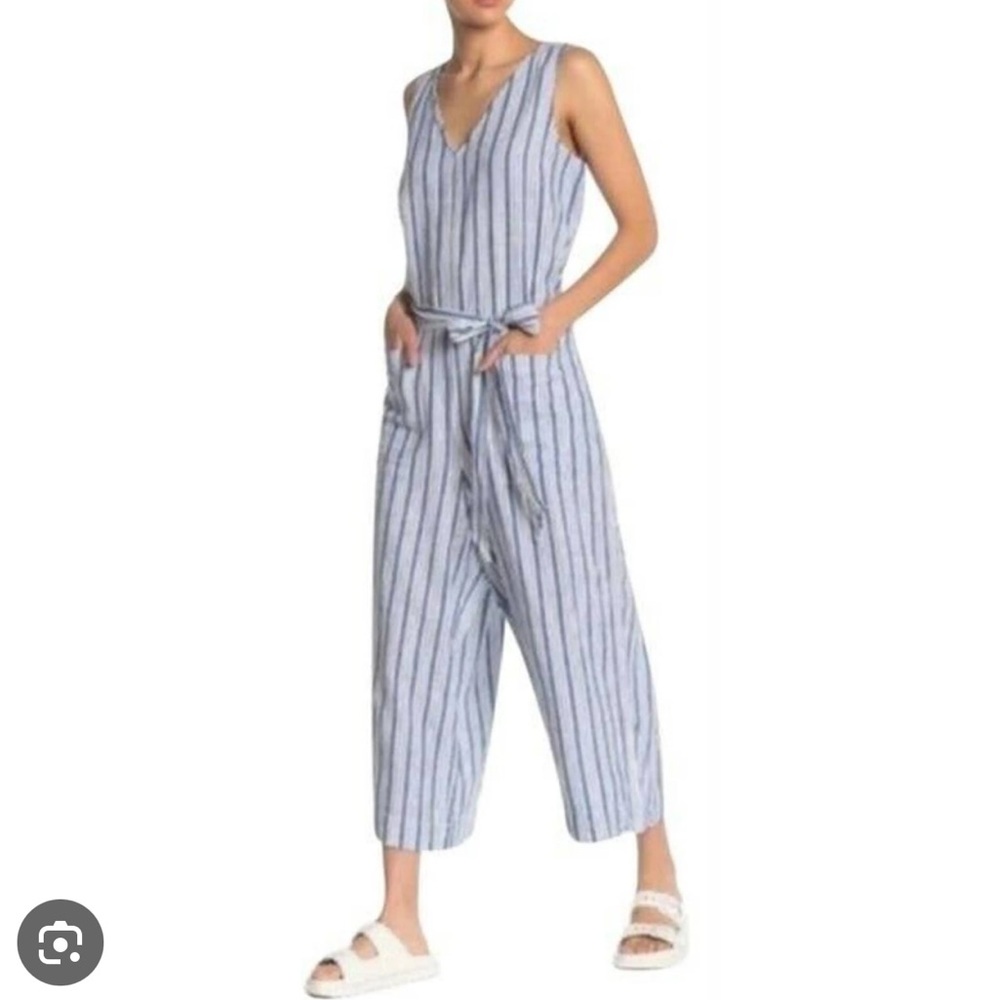 Beach Lunch Lounge Striped Sleeveless Jumpsuit Size S